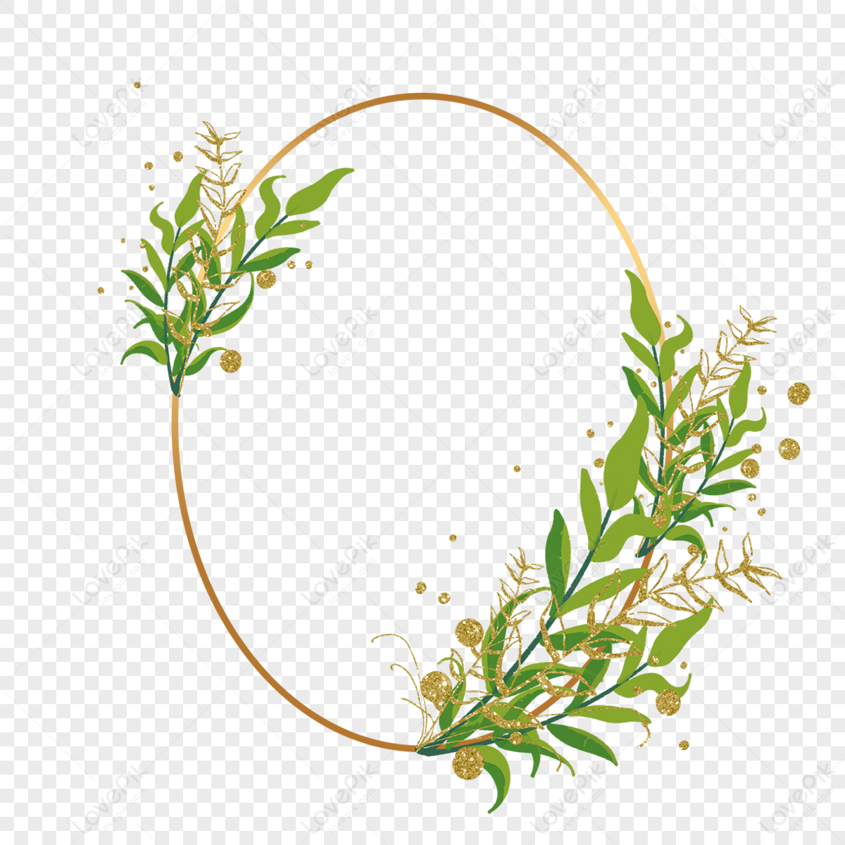 Golden Oval Plant Leaf Decorative Border,decorative Borders,nobody PNG ...