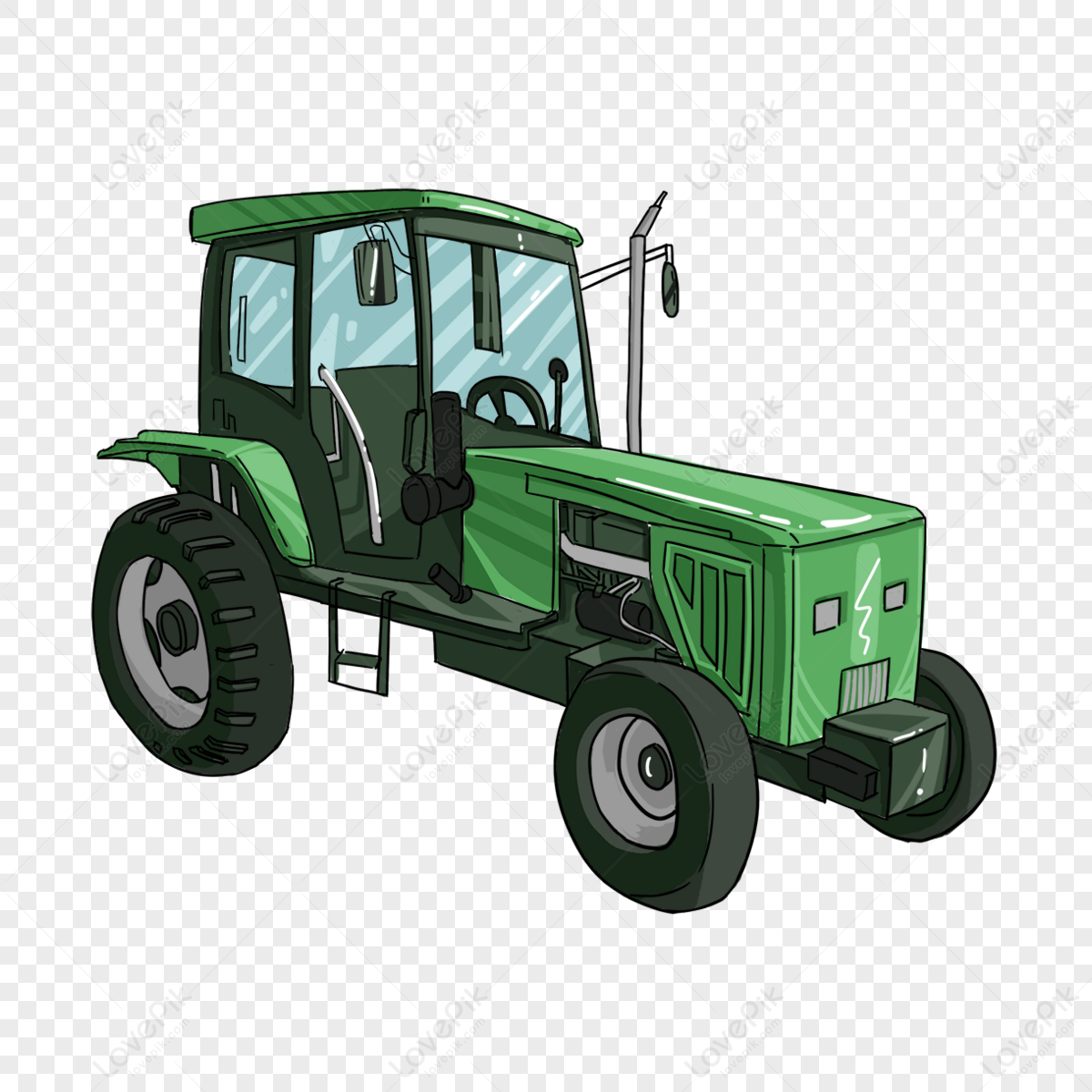 Green Tractor Clip Art,wheel,black,steering Wheel PNG White Transparent ...