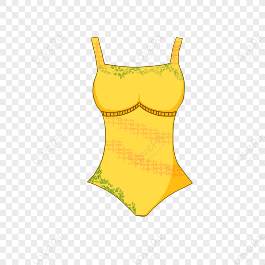 Green Leaf Cloth Pattern Swimsuit Clipart,the Sea,wide Shoulder Strap ...