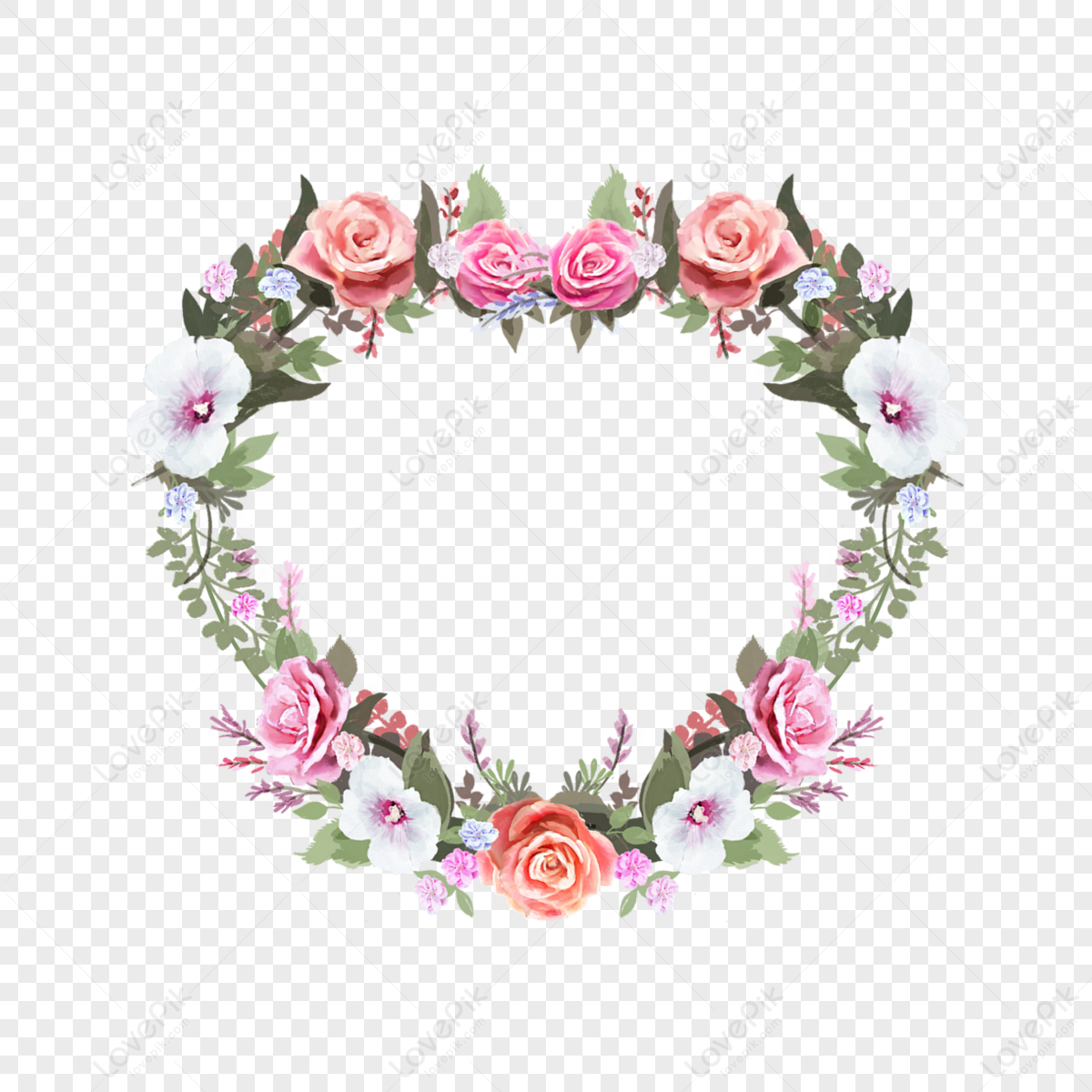 Heart Shaped Rose Flower Border,text,abstract,light Pink PNG Hd ...