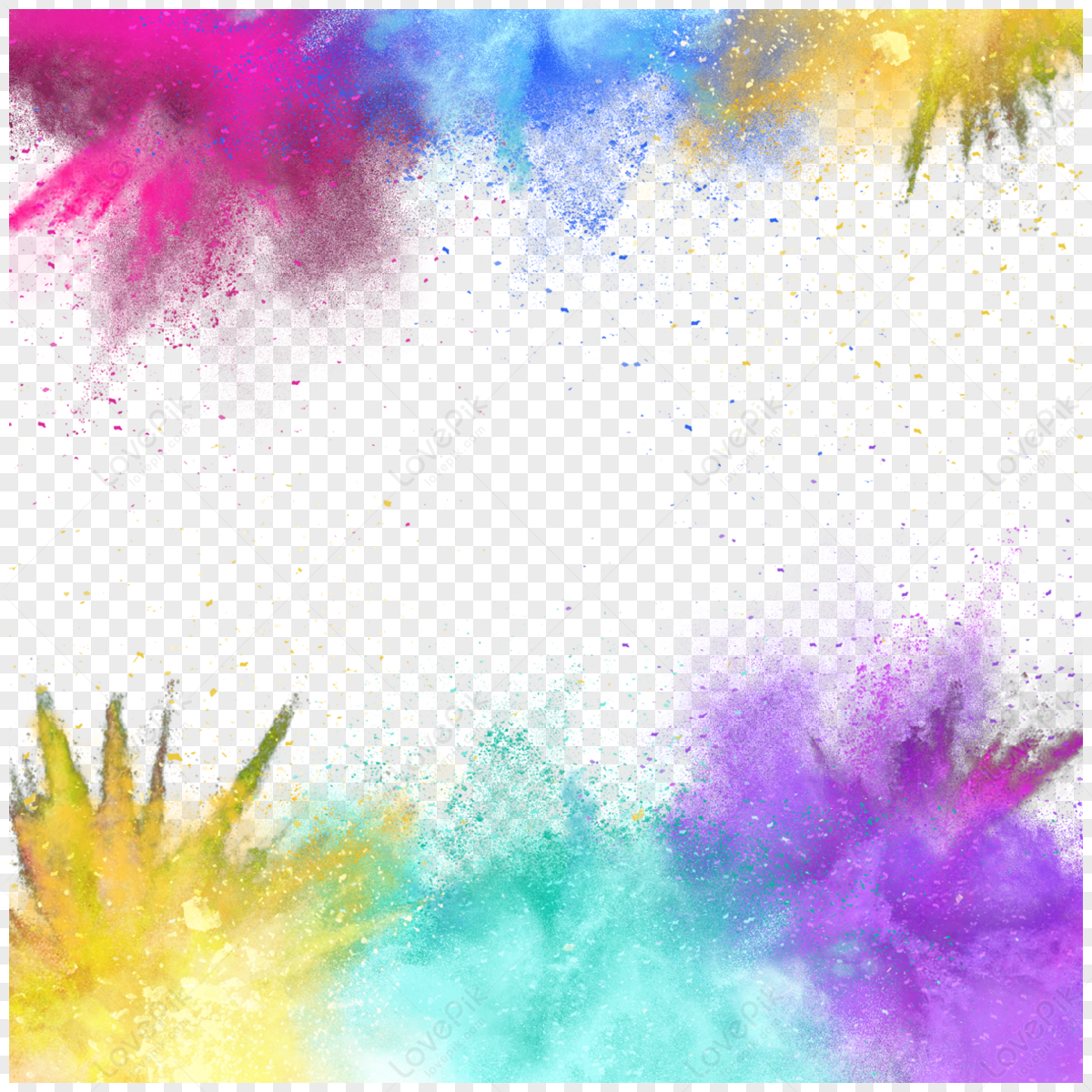 Holi Colored Abstract Explosion Powder Paint Border,abstract Painting ...