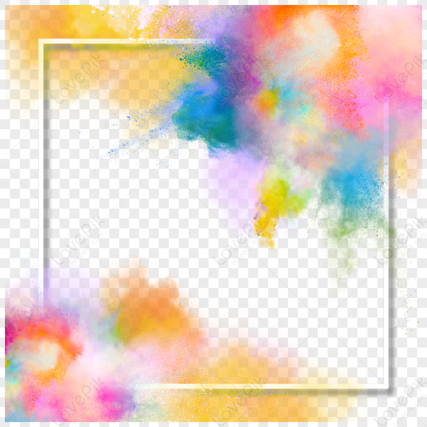 Holi Gradient Explosion Powder Paint Border,coating,coat Free PNG And ...