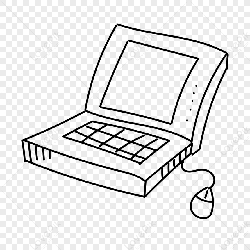 Humble Computer Clipart Black And White,crude,computer Sketch Free Png 