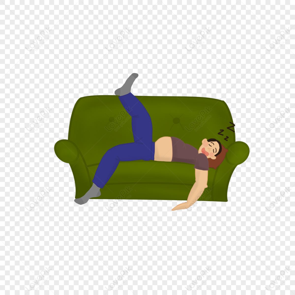 Middle-aged Man Collapsed Sleeping Lazy Clipart,sofa,national Lazy Day ...