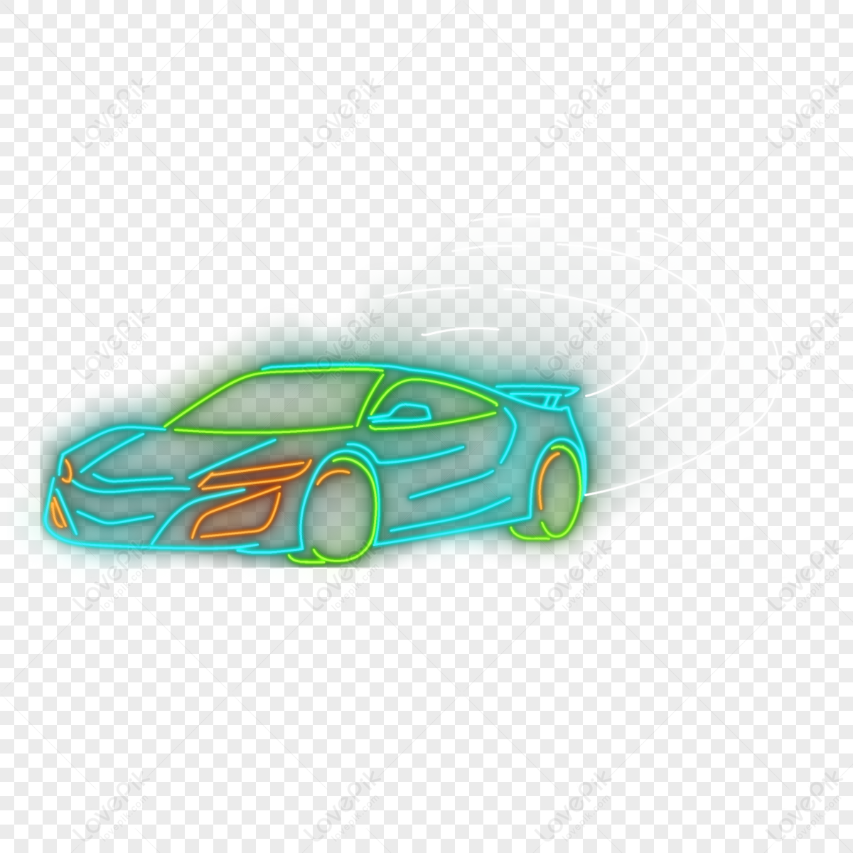 Neon Lights Effect White Transparent, Neon Light Effect Blue Green Sports  Car, Glow, Blue Green, Neon PNG Image For Free Download