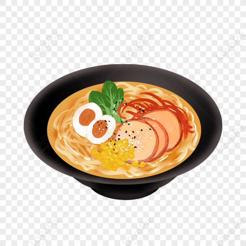 Orange Ham Egg Ramen Clip Art,hand-pulled Noodle PNG Picture And ...