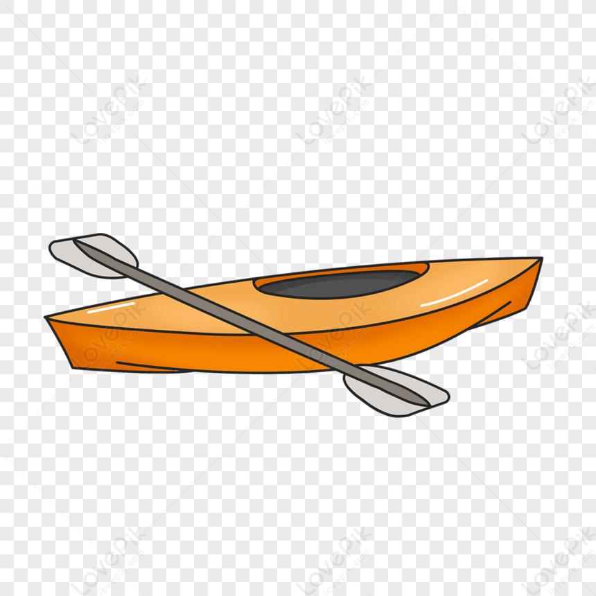 Orange Single Cabin Kayak Clip Art,paddle,single Person PNG Free ...