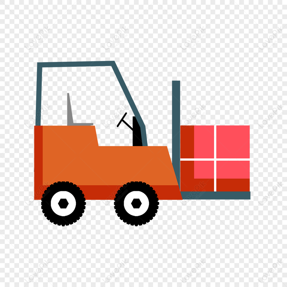 Red Linear Loader Forklift Clip Art,black Forklift,delivery PNG Free ...