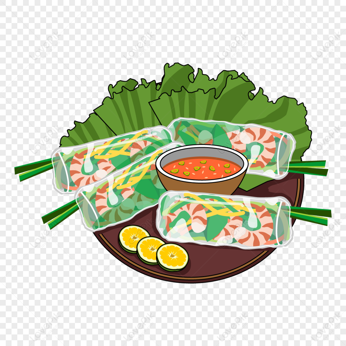 Refreshing Vietnamese Spring Rolls,vegetables,traditional,set Free PNG ...