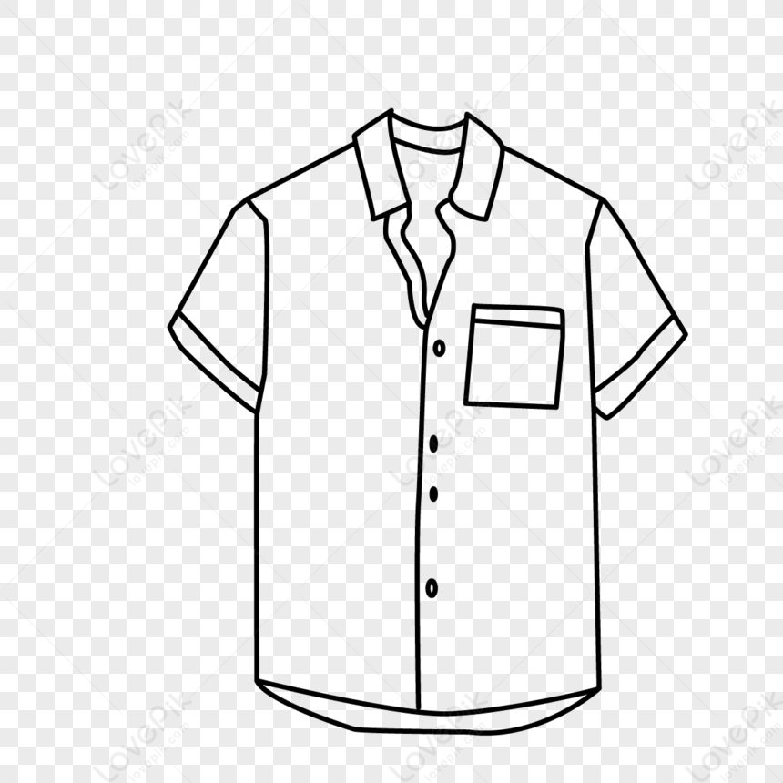 Short Sleeve Lapel Shirt Clipart Black And White,short Sleeves,black ...