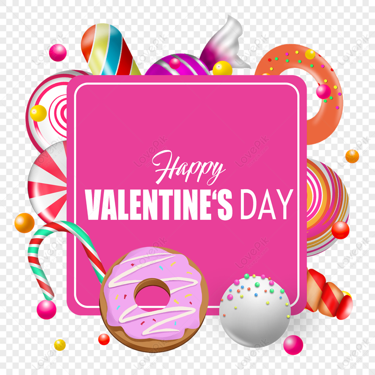 Valentines Day Pink Border Candy,cartoon,food,template PNG Free ...