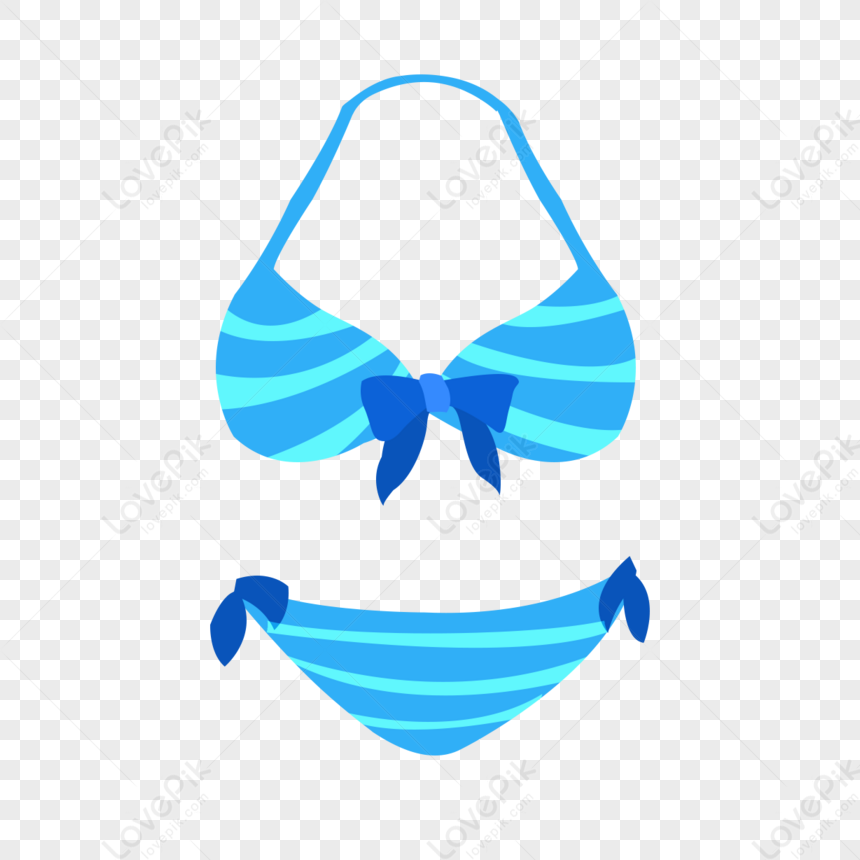 Blue Striped Cartoon Swimsuit,stripes,swimsuits,female Summer PNG ...