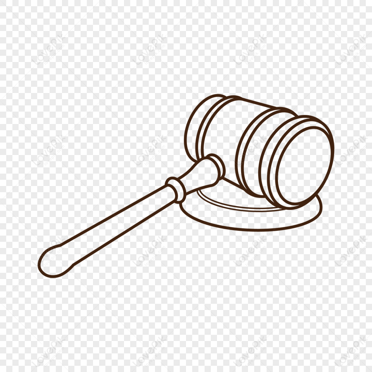 Brown Line Gavel Clip Art,brown Lines,flat Style,illustration PNG ...