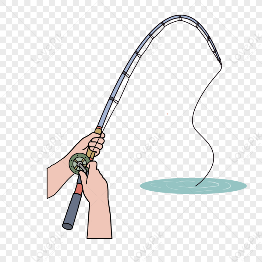 Cartoon Seaside Fishing Rod Clipart,color,flat Style,recreational