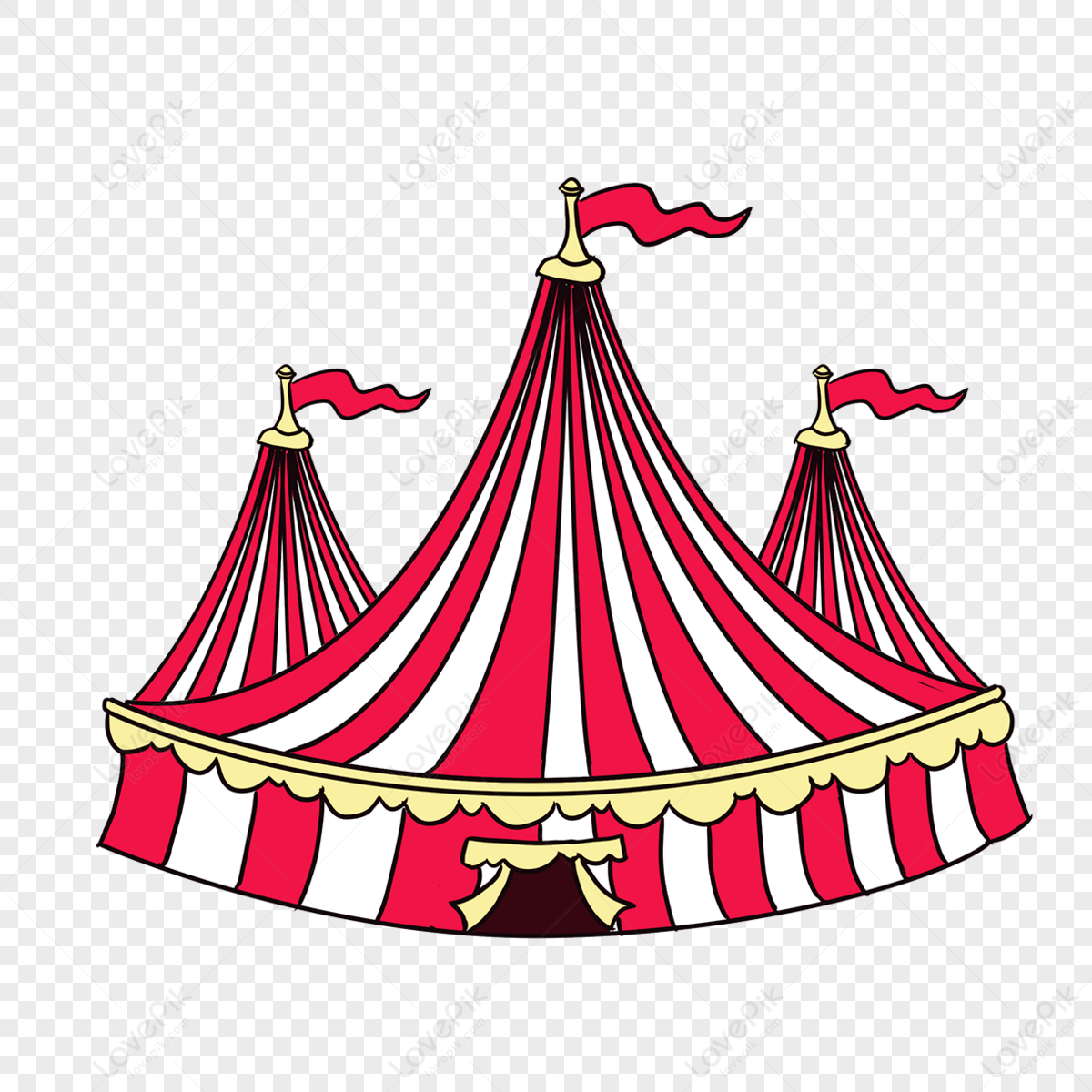 Cartoon Style Conical White Red Circus Tent Clipart,festival,flags PNG ...