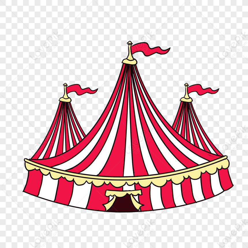 Cartoon Style Conical White Red Circus Tent Clipart,festival,flags PNG ...