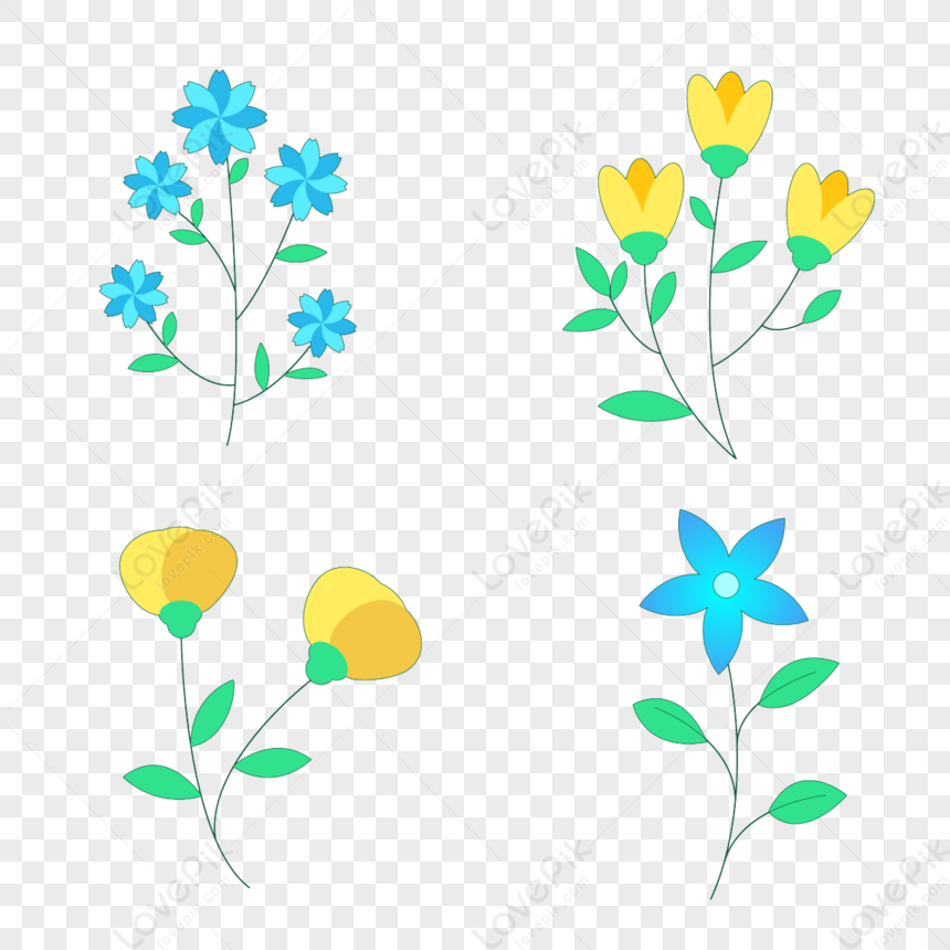 Cartoon Style Spring Flowers Clipart,floret,petal,leaf PNG Hd ...