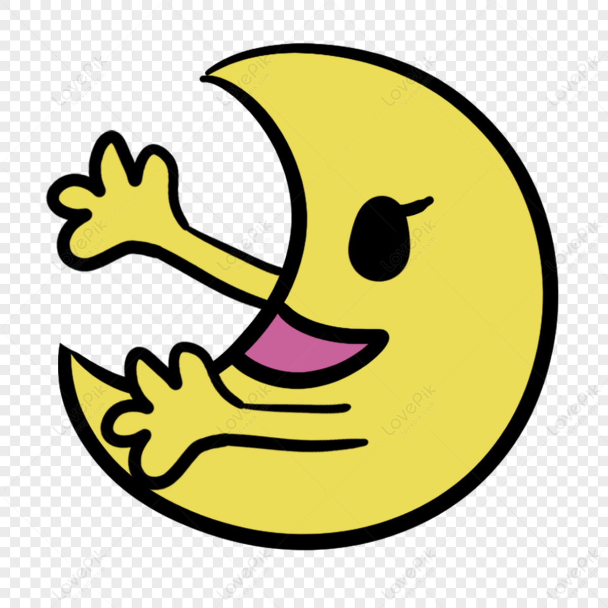 Drawing Cartoon Yellow Moon Png Element PNG Images