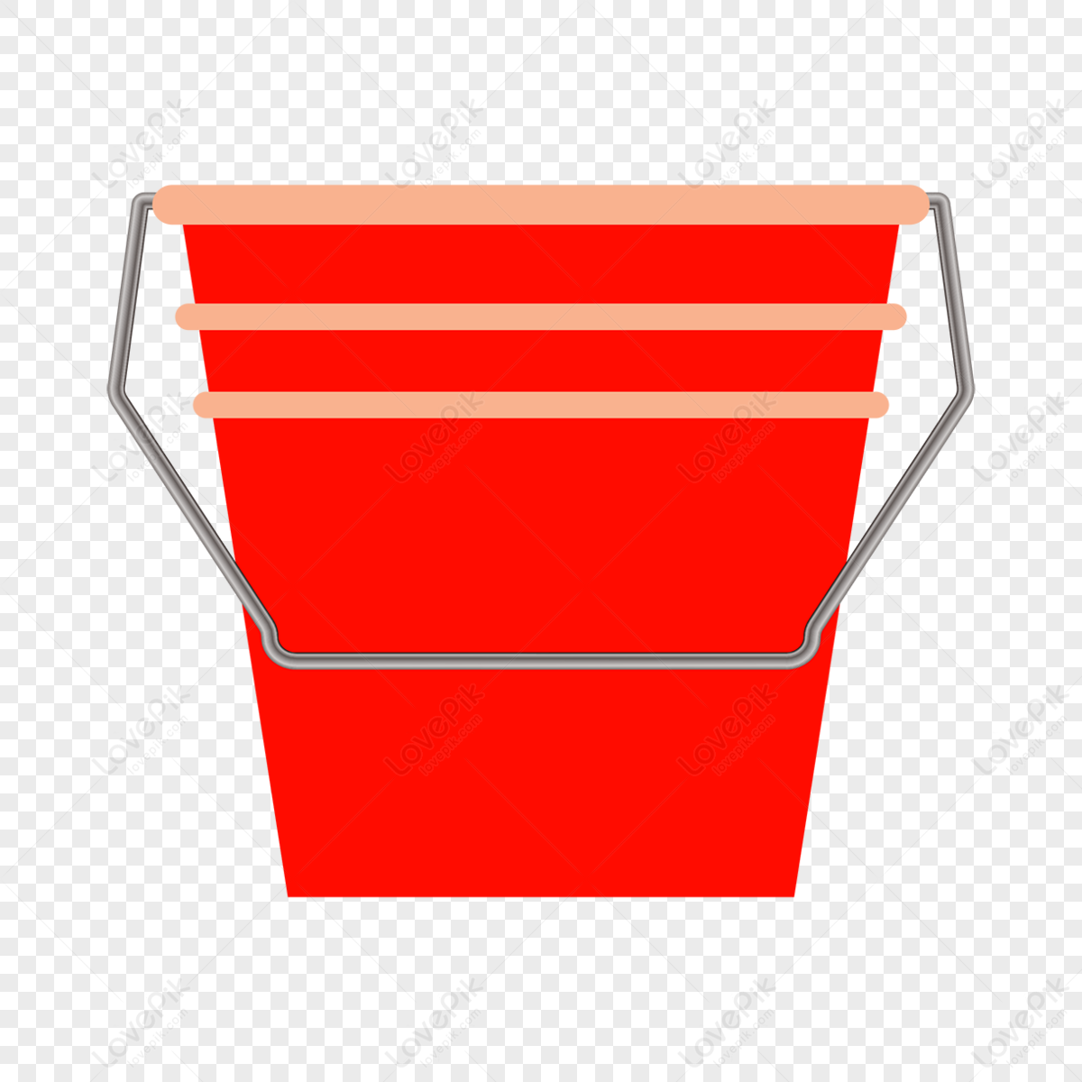 Flat Red Bucket With Metal Handle Clipart,handles,barrel PNG ...