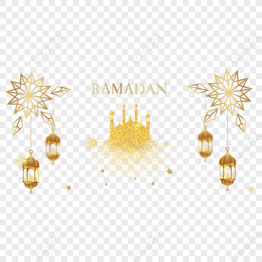 Golden Church Ramadan Lantern Combination,greeting,postcard,traditional ...