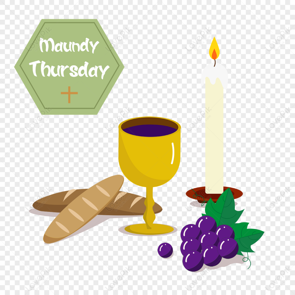 Illustration Of Holy Thursday Communion Items Maundy Thursday,symbol ...