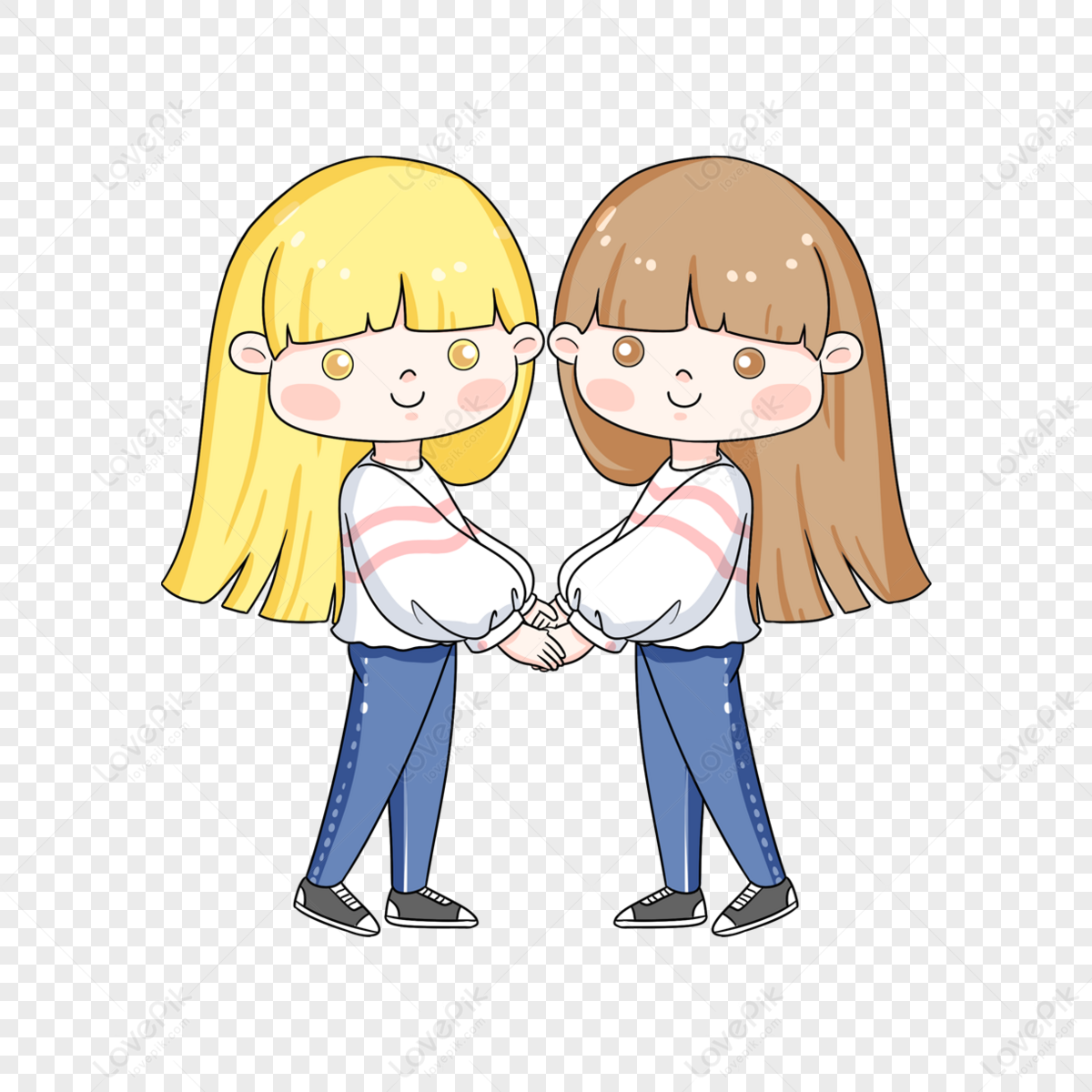 Long Haired Twins Clip Art,cartoon,family,horse Hooves PNG Transparent ...