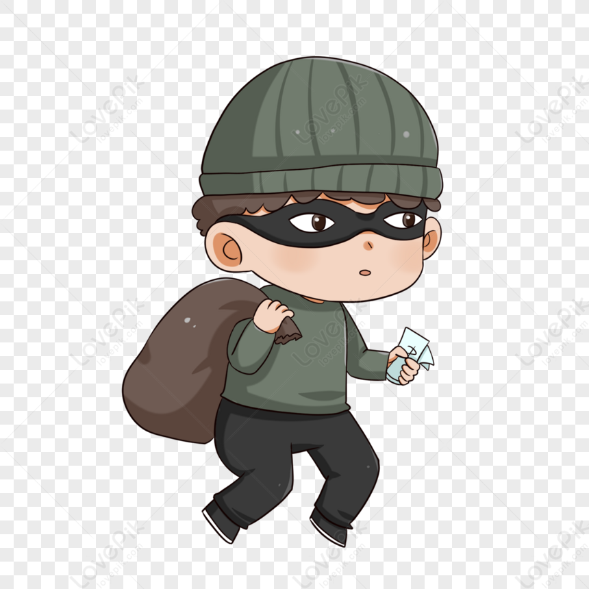 Money Robber Clip Art,black,green,cartoon Style PNG White Transparent ...