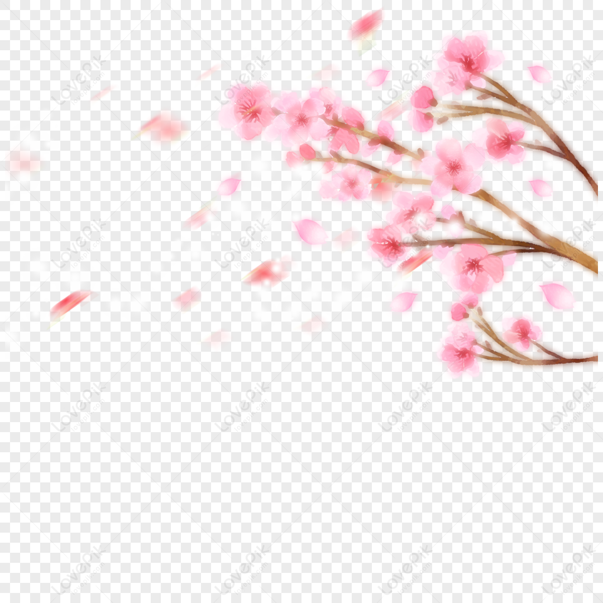 Pink Romantic Flower Elements,spring Cherry Blossom Border,pink Flowers ...
