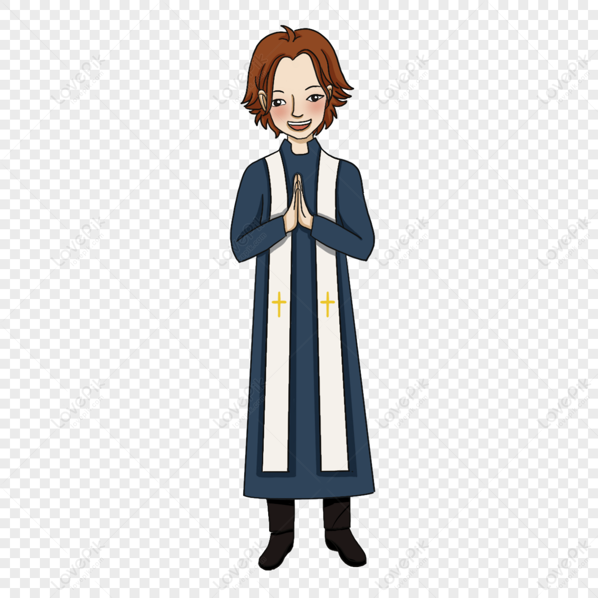 Priest With Folded Hands Clipart,characters,cartoon,minister PNG Image ...