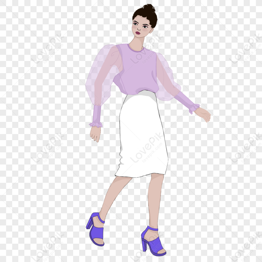 Purple Elegant Model Clip Art,pink Purple,one-step Skirt,mannequin PNG ...