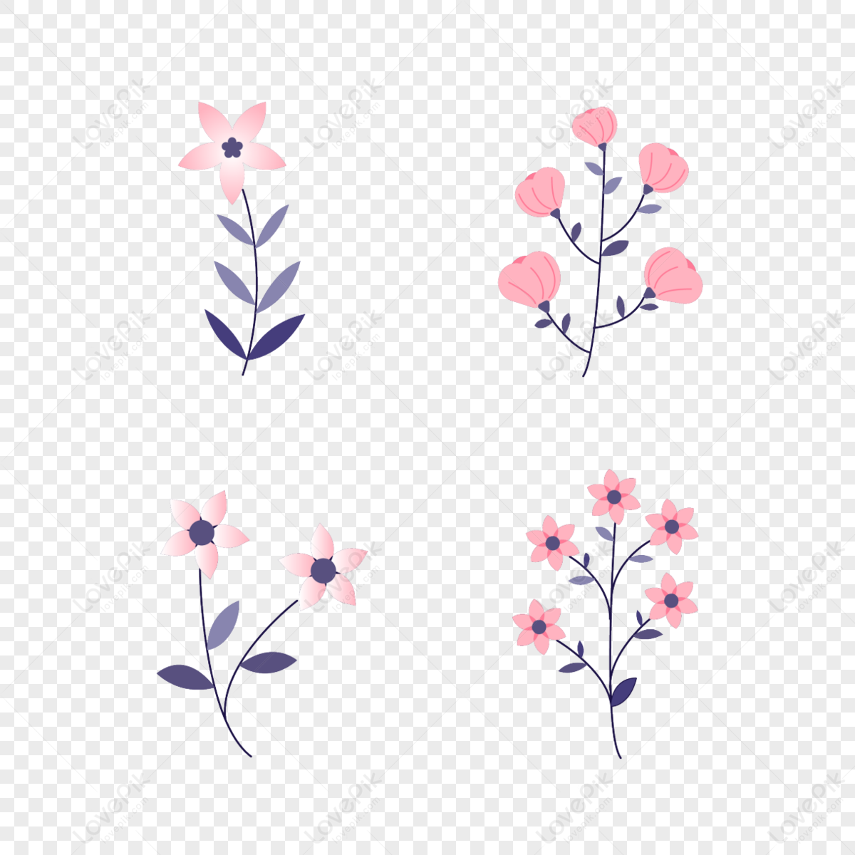Spring Flowers Clipart Plum,plums,cartoon Style,branches PNG ...