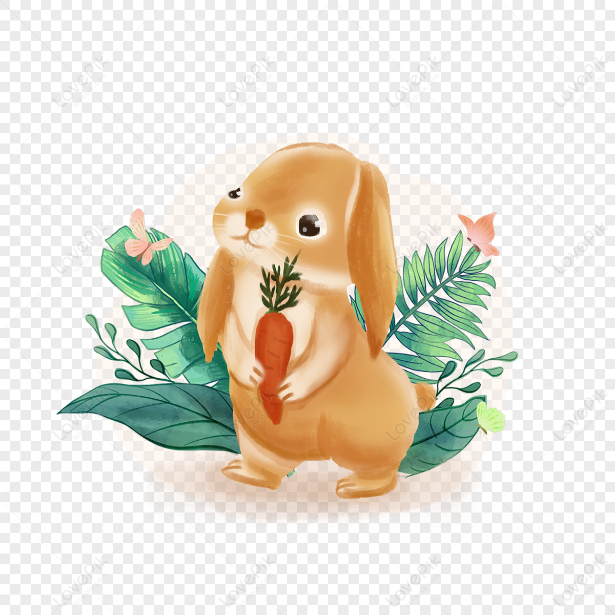 Summer animal bunny clipart,summer animals,plant,cartoon png white transparent