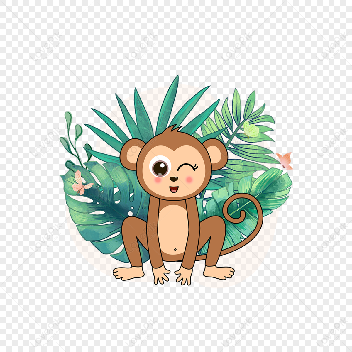 Summer monkey animal clipart,characters,people,fashion png image free download
