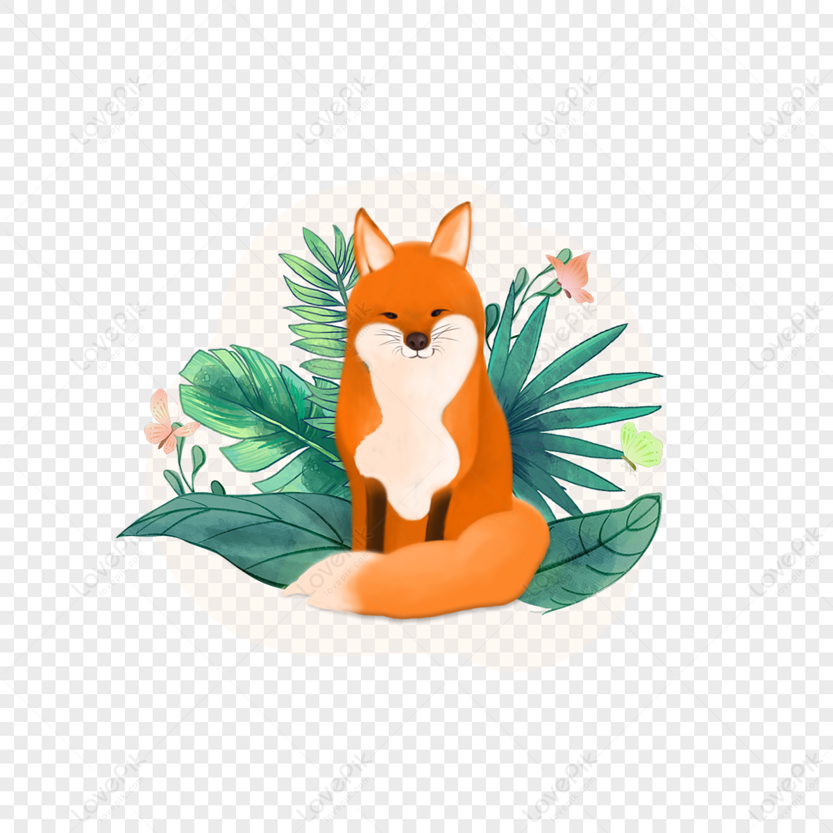 Summer plant fox animal clipart,eco,tropical,leaf png picture