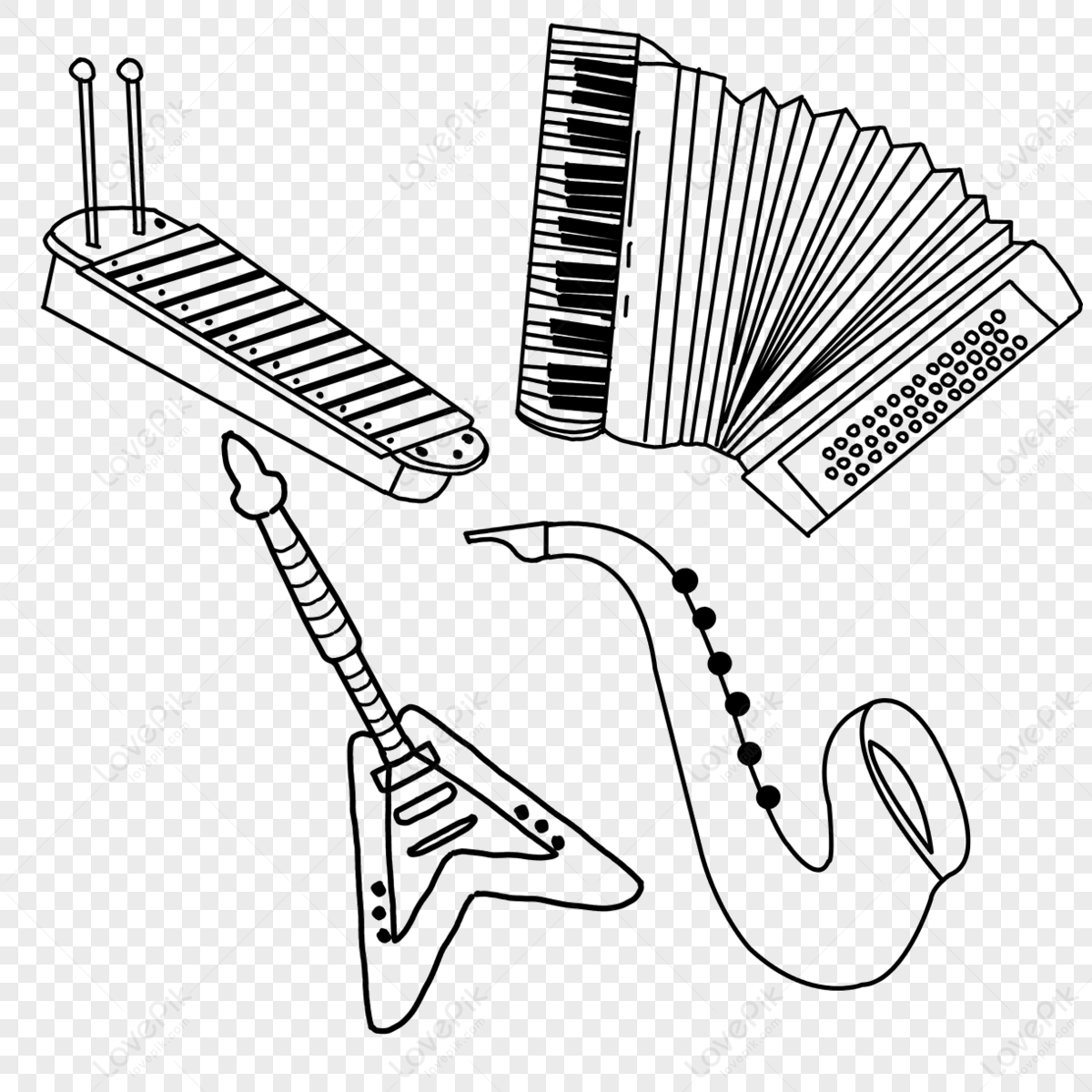 Musical Instruments Sketches for Arts Design Stock Vector - Illustration of  isolated, equipment: 71106588