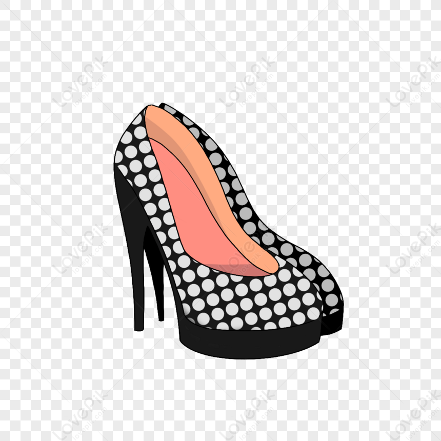 White Dot High Heels Clip Art,black,wave Point PNG Free Download And ...