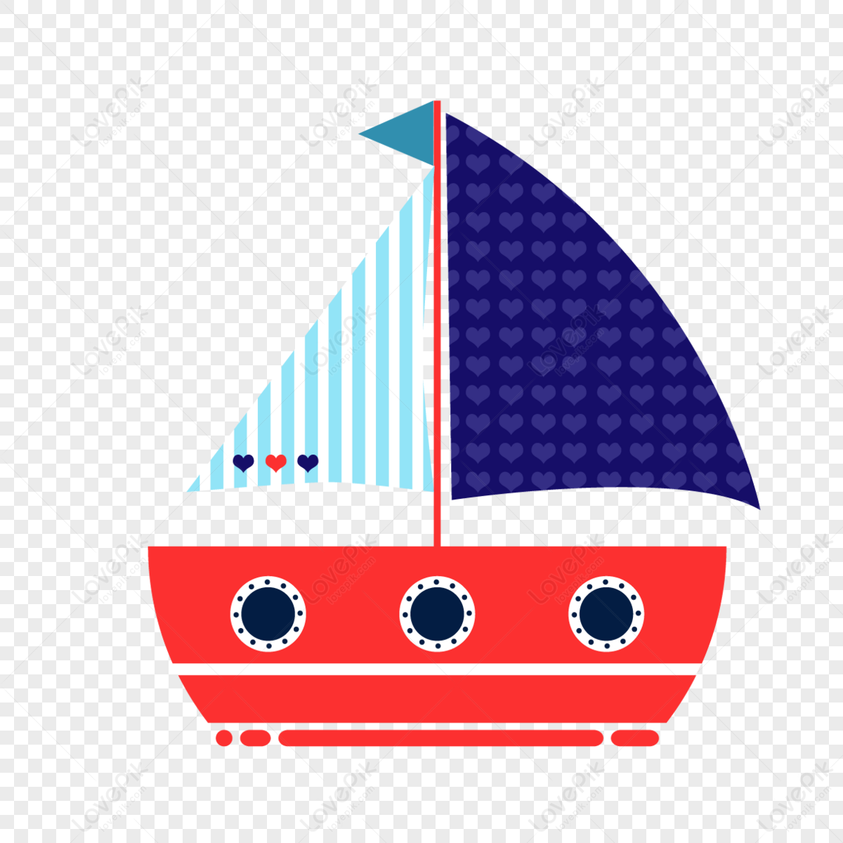 cartoon sailboat,flat png image