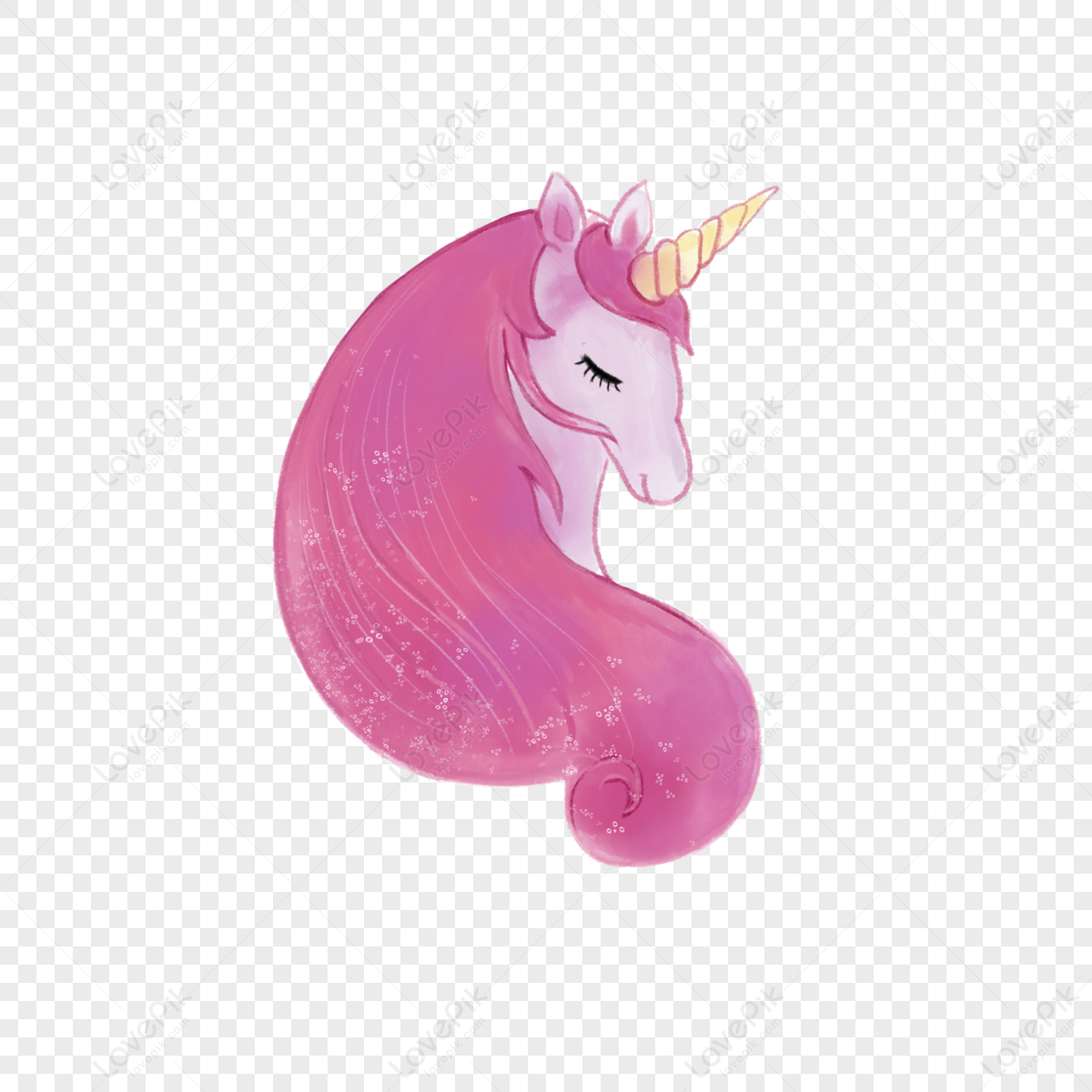 Unicorn With Pink Hair,hand Drawn Wind,dream Childhood,childhood Dream ...