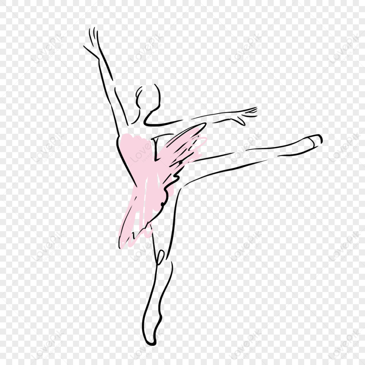 Abstract Line Drawing Female Ballerina Pink,abstract Lines,ballet PNG ...