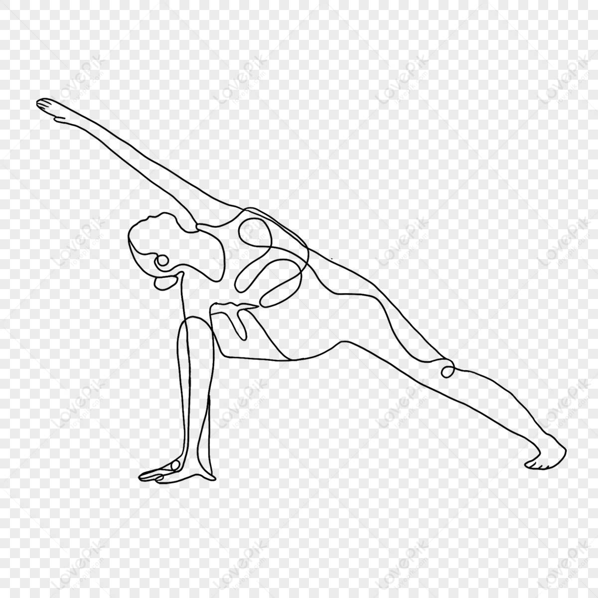 Abstract line drawing yoga pose with raised left hand abstract 291684 wh1200