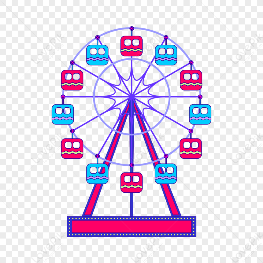Blue Pink Ferris Wheel Clipart,concept,entertainment,roller Coaster PNG ...