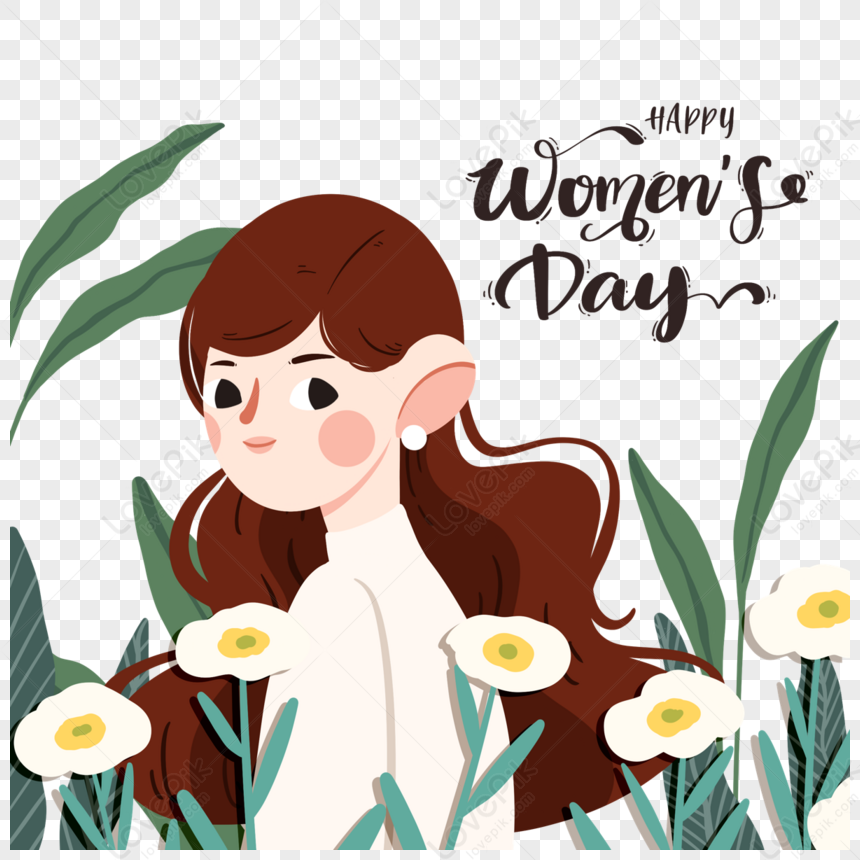 Cartoon Style Womens Day Female Characters,decoration,celebration PNG ...