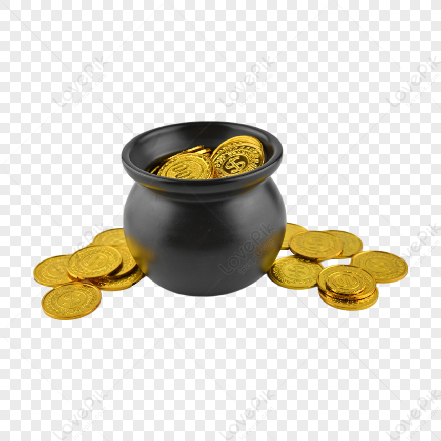 Clay Pot Currency Gold Coin Metal,gold Coins,finance Management PNG ...