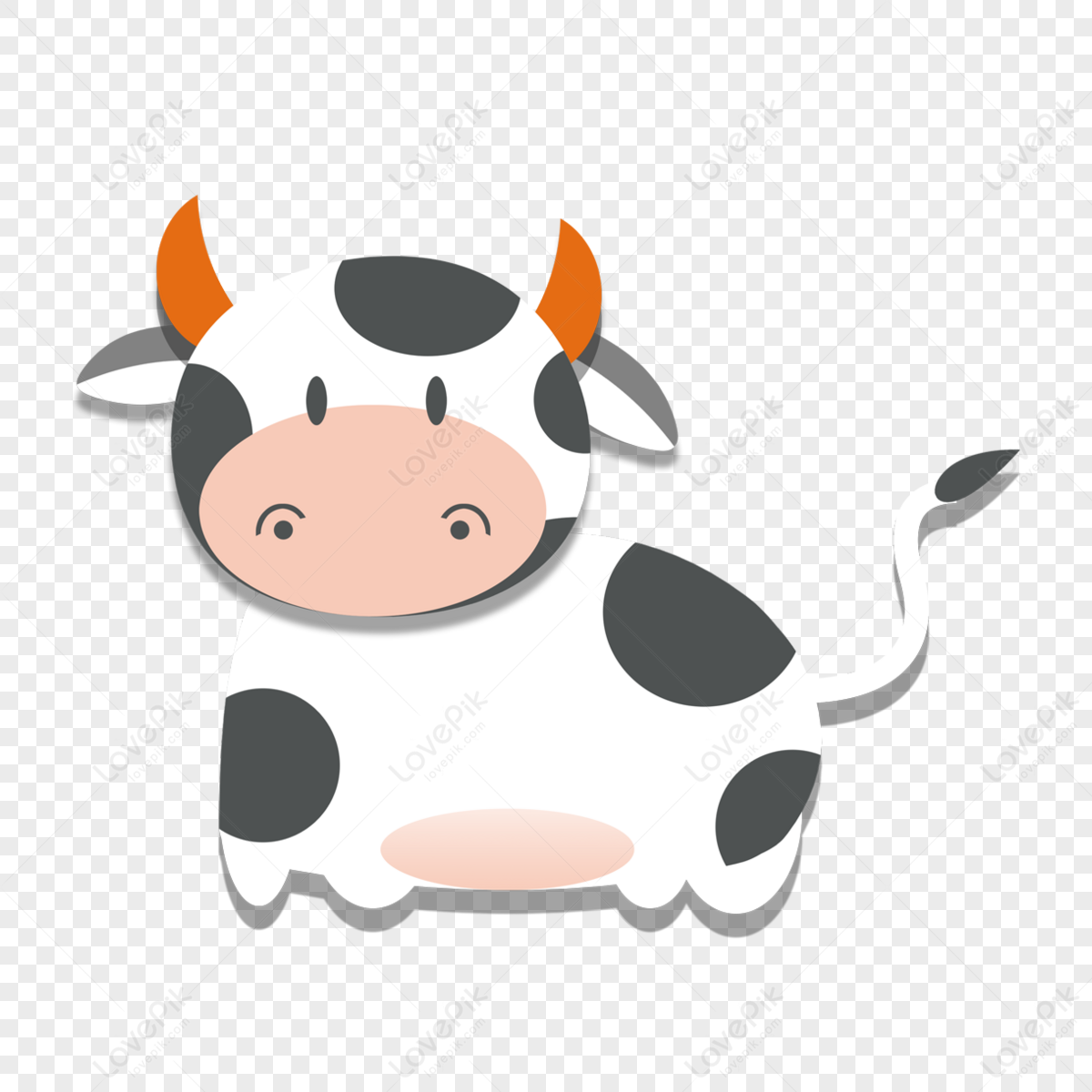 Cute Black And White Cartoon Cow Illustration,internet,funny Free PNG ...