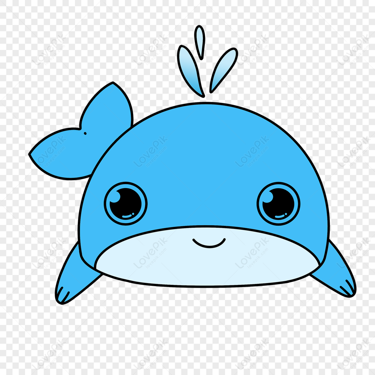 Cute Cartoon Whale In Blue Ocean Sea,seabed,the Sea PNG Free Download