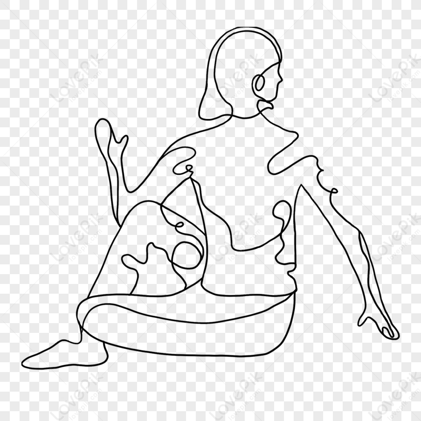 Single line drawing of a girl sitting in a yoga pose Stock Vector Image &  Art - Alamy