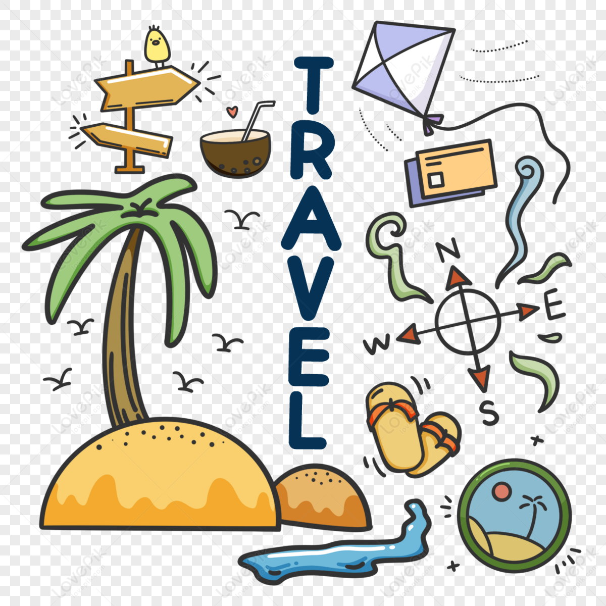 Global Travel Tourism Combination Island Vacation,set,cartoon png transparent image