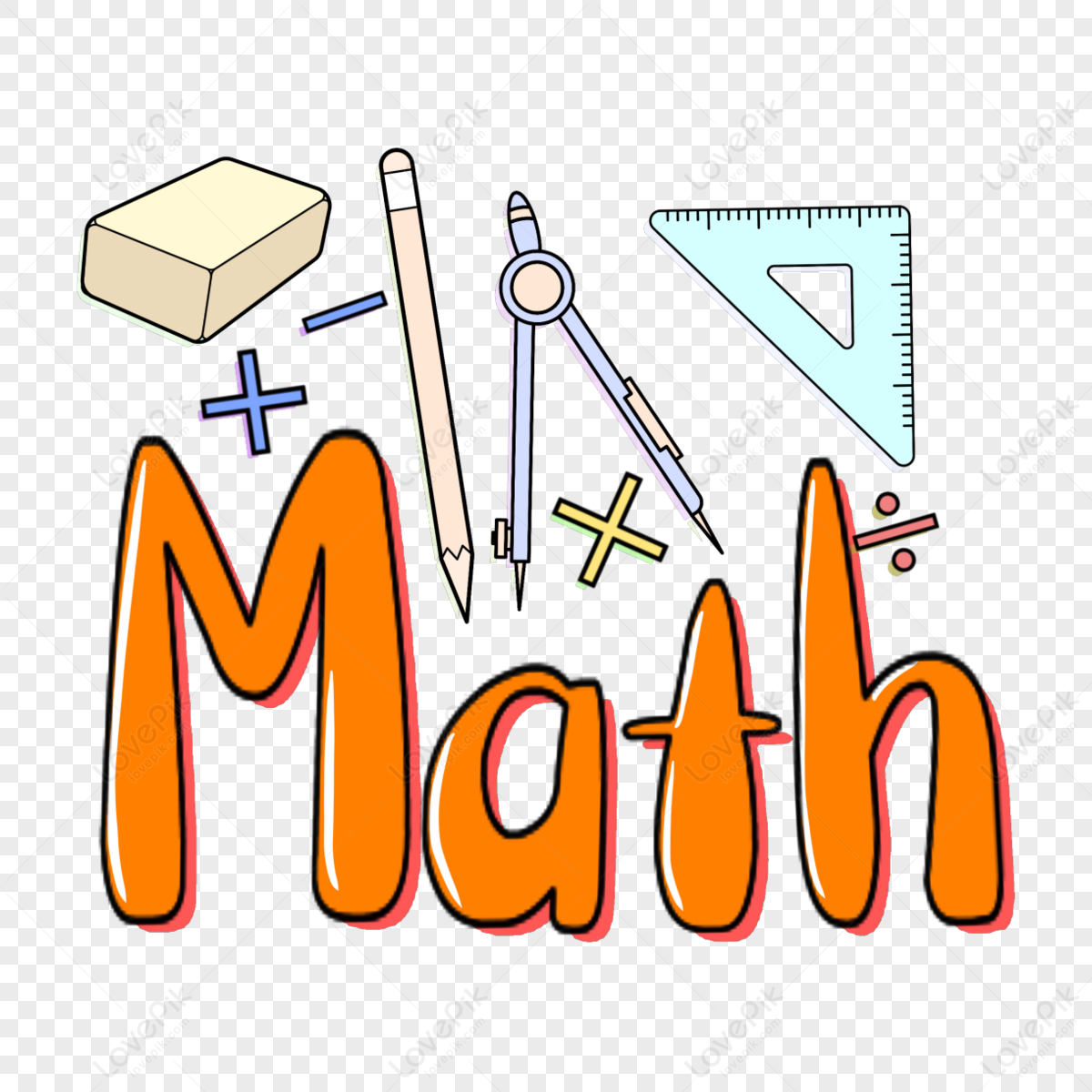 Math Clipart Cartoon Style Stationery Symbols Mathematics Maths Cartoon Png White Transparent