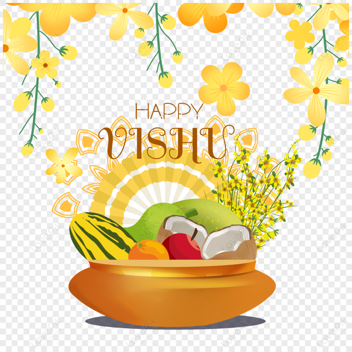 Printkerala festival happy vishu greetings Vector Image