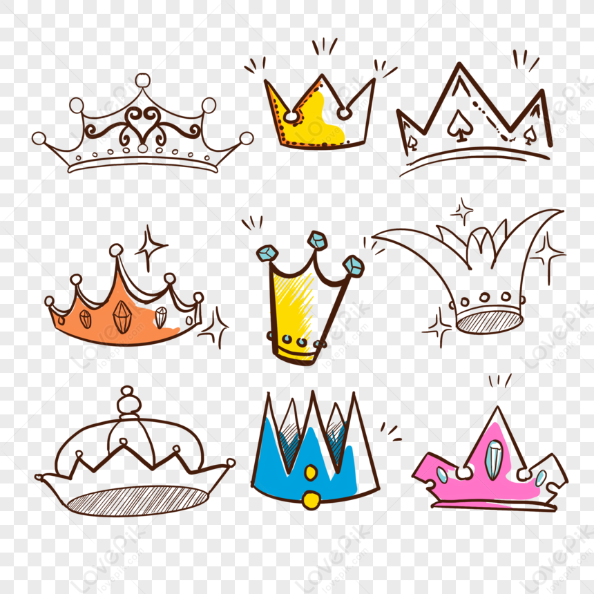 Couronne Avec Décoration De Pierres Précieuses Sur La Tête Des Rois Doodle  Coloriage De Dessin Animé Linéaire